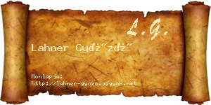 Lahner Győző névjegykártya